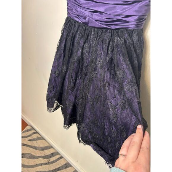 Betsey Johnson Dress sz 6 Purple Black Lace y2k Strapless cupcake Dance goth - Picture 3 of 5